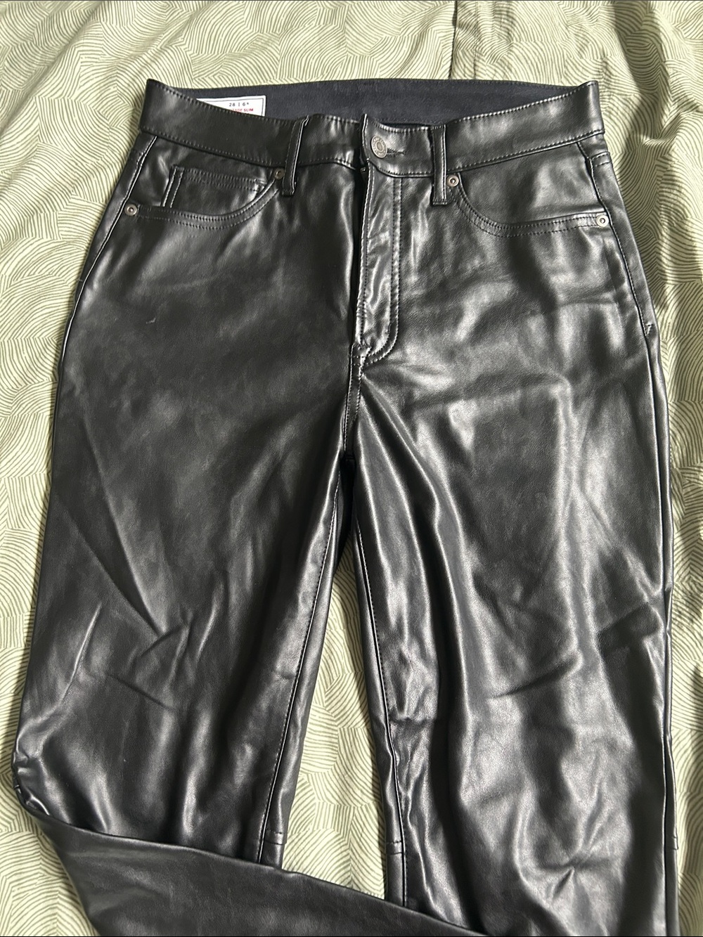 GAP Women’s Straight Leg Faux Leather Jeans